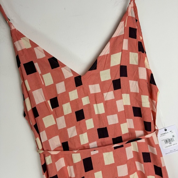 NWT O’neil Dorthie Maxi Dress Sz XS Tie Waist Peach Pink 100% Viscose - Picture 7 of 16